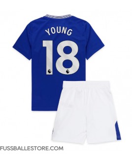 Günstige Everton Ashley Young #18 Heimtrikotsatz Kinder 2024-25 Kurzarm (+ Kurze Hosen)